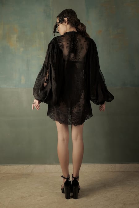 Nidhi Yasha Balloon Sleeve Embroidered Dress 