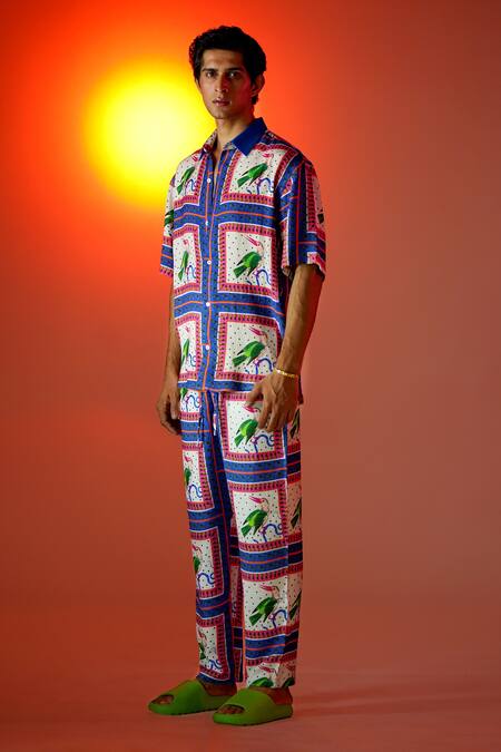 Triune_White Auroville Tropical Shirt _Online_at_Aza_Fashions