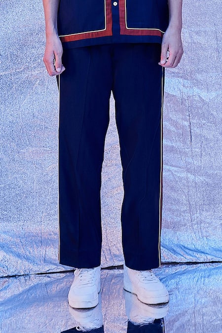 Line Out Line_Blue Cotton Solid Pyjama Pant_Online_at_Aza_Fashions
