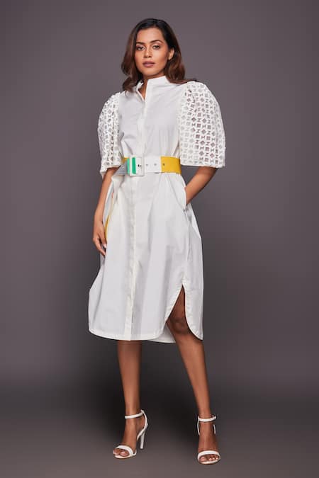 Deepika Arora Cutwork Sleeve Shirt Dress 