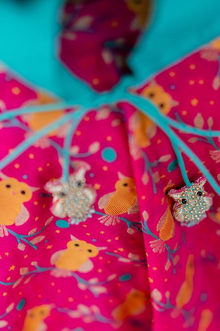 Shop Little Luxury Pink Brocade Tassels, Embroidery Lehenga Set Online at Aza Fashions Shop_Little Luxury_Pink Brocade Tassels, Embroidery Lehenga Set _Online_at_Aza_Fashions