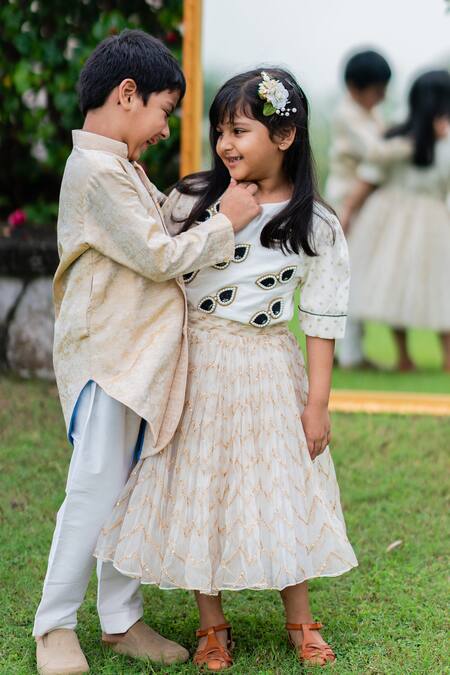 Buy Little Luxury Gold , Satin, Cotton Embroidery Jacquard Sherwani Set Online at Aza Fashions Buy_Little Luxury_Gold , Satin, Cotton Embroidery Jacquard Sherwani Set _Online_at_Aza_Fashions