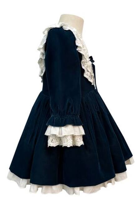 Buy_Jasmine And Alaia_Blue Velvet Rudolph Ruffled Dress_Online_at_Aza_Fashions