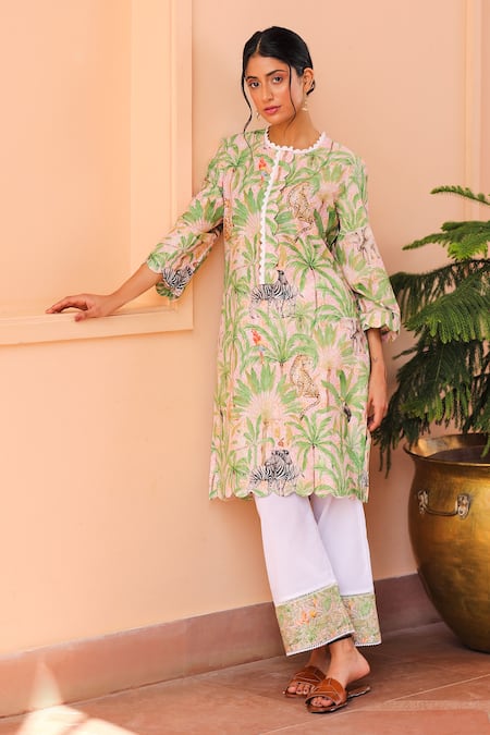 Sage Saga Oasis Printed Kurta  For Kids