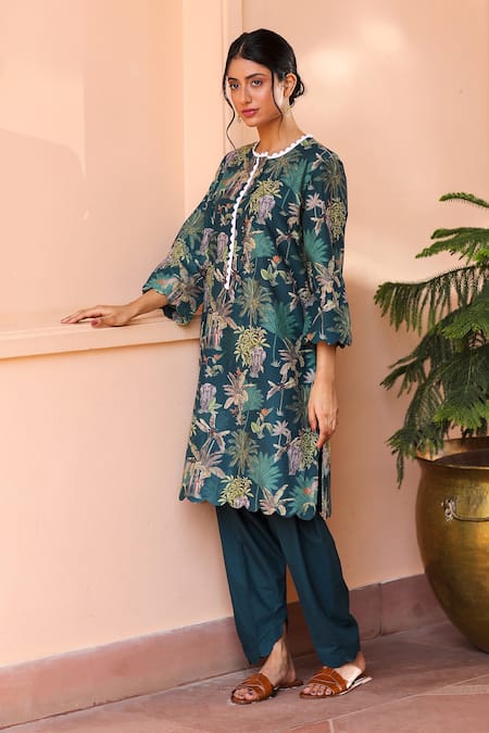 Sage Saga Tropica Printed Kurta  For Kids