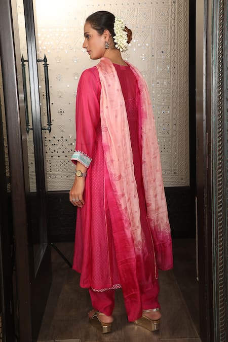 Falguni.Foram Chanderi Silk Kurta Pant Set 