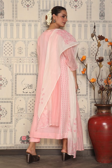 Falguni.Foram Chanderi Silk Anarkali Pant Set 