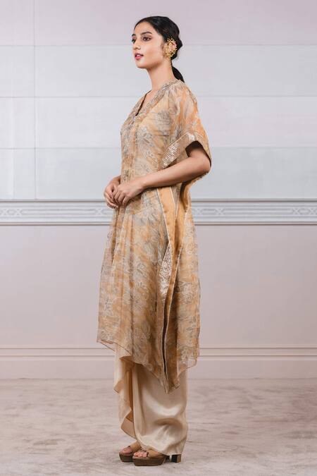 Tarun Tahiliani Yellow Kaftan Organza Silk Dhoti 50gm Silk Slip Lycra Jersey V Neck And Set Online at Aza Fashions Tarun Tahiliani_Yellow Kaftan Organza Silk Dhoti 50gm Silk Slip Lycra Jersey V Neck And Set_Online_at_Aza_Fashions