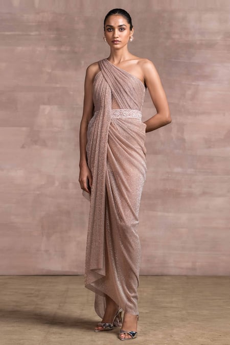 Tarun Tahiliani One Shoulder Draped Dress 