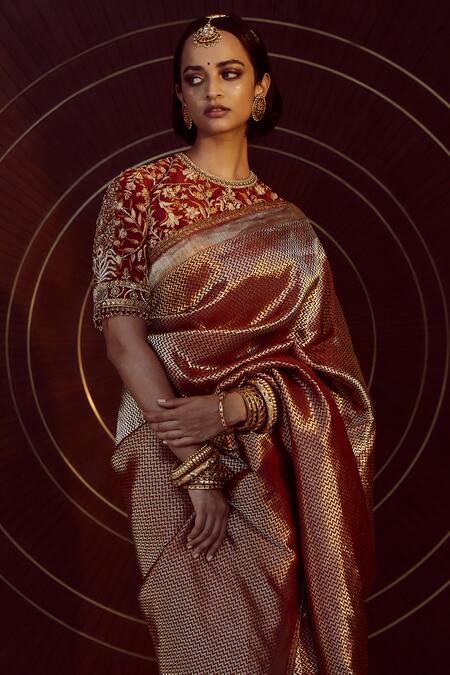 Woven Zari Silk Light Maroon Saree|SARV150419