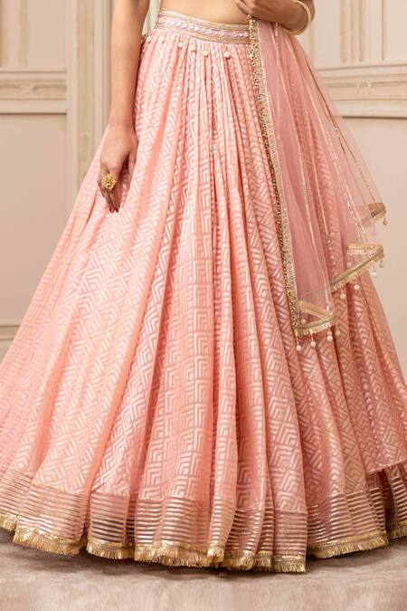 Tarun Tahiliani_Pink Silk Organza Brocade Geometric Round Lehenga Set_at_Aza_Fashions