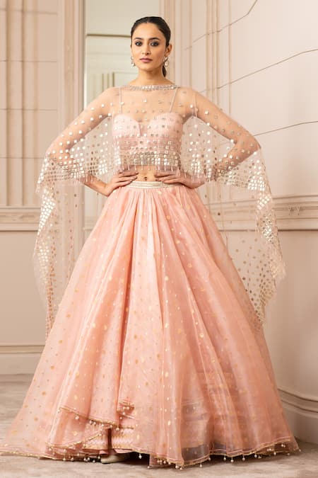 Tarun Tahiliani Silk Organza Brocade Draped Lehenga Set 