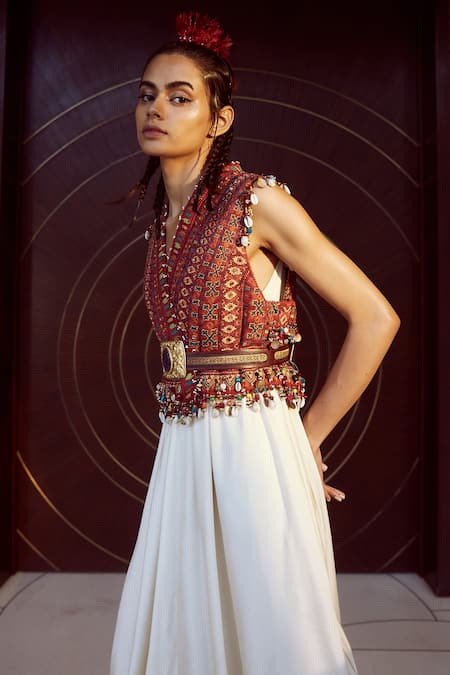 Tarun Tahiliani Ikat Print Jacket With Jumpsuit 