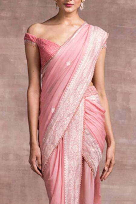 Buy Tarun Tahiliani Pink Net, Blouse Dupion, Saree Georgette V Handloom Draped With Online at Aza Fashions Buy_Tarun Tahiliani_Pink Net, Blouse Dupion, Saree Georgette V Handloom Draped With_Online_at_Aza_Fashions