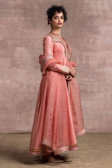 Buy Pink Anarkali Dolly Staple, Churidar Viscose Jersey, Dupatta