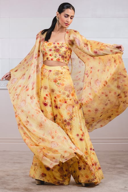 Tarun Tahiliani Printed Cape & Palazzo Set 