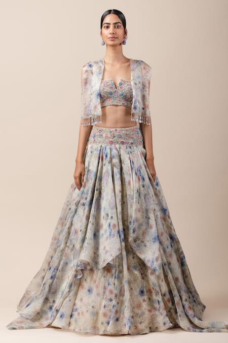 Tarun Tahiliani Tassel Cape & Lehenga Set 