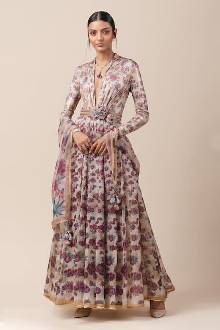 Tarun Tahiliani Floral Print Anarkali Set 