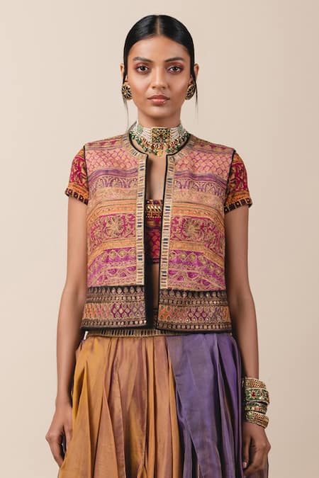 Tarun Tahiliani Matka Silk Embroidered Gillet 