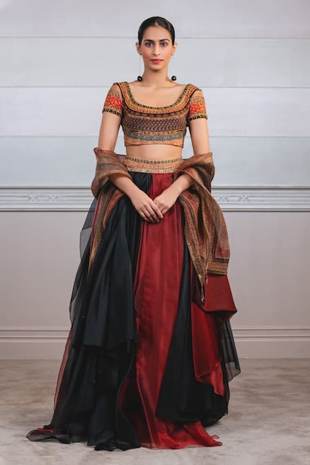 Tarun Tahiliani Organza Draped Skirt Set 