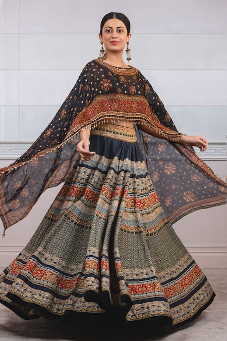 Tarun Tahiliani Printed Cape Lehenga Set 