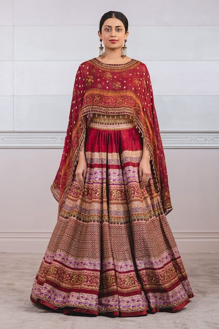 Tarun Tahiliani Printed Cape Lehenga Set 