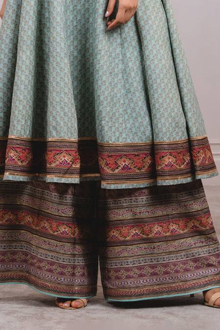 Tarun Tahiliani_Green , Matka Notched Kalidar Kurta Set_at_Aza_Fashions