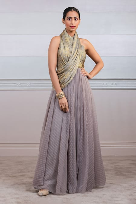 Tarun Tahiliani Tulle Draped Jumpsuit 