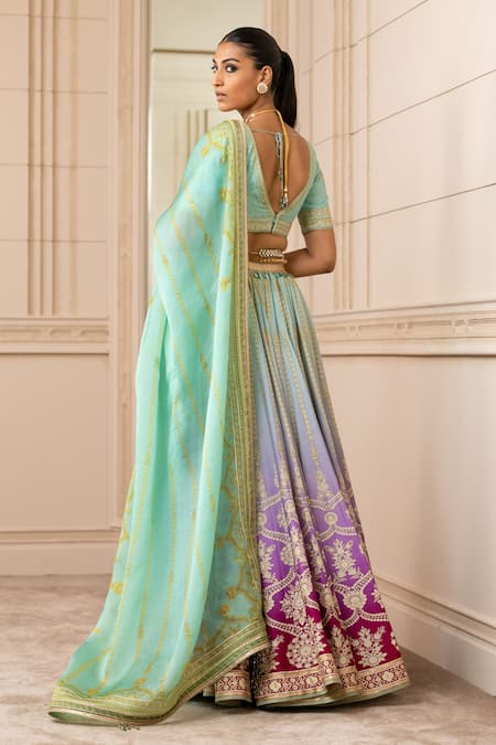 Tarun Tahiliani Chanderi Floral Print Bridal Lehenga Set 