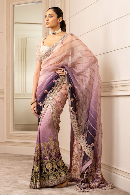 Sequence Embroidery Work Purple Color Premium Designer Party Wear Georgette Lehenga  Saree, With Blouse at Rs 1799 in Surat