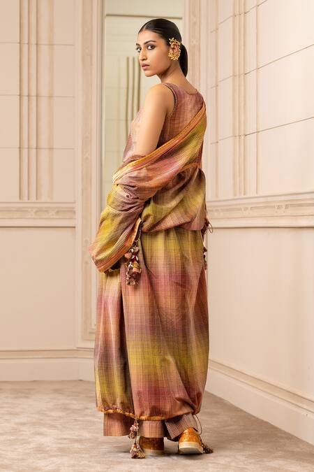 Shop Tarun Tahiliani Multi Color Handloom Jacket Open And Trousers Set at Aza Fashions Shop_Tarun Tahiliani_Multi Color Handloom Jacket Open And Trousers Set_at_Aza_Fashions