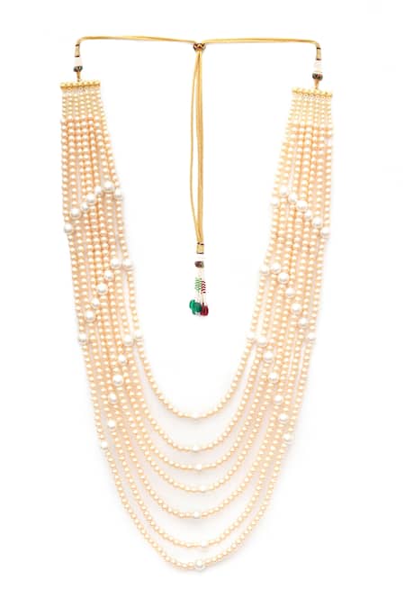 Buy Ruby Raang White Bead Layered Necklace Online at Aza Fashions Buy_Ruby Raang_White Bead Layered Necklace _Online_at_Aza_Fashions