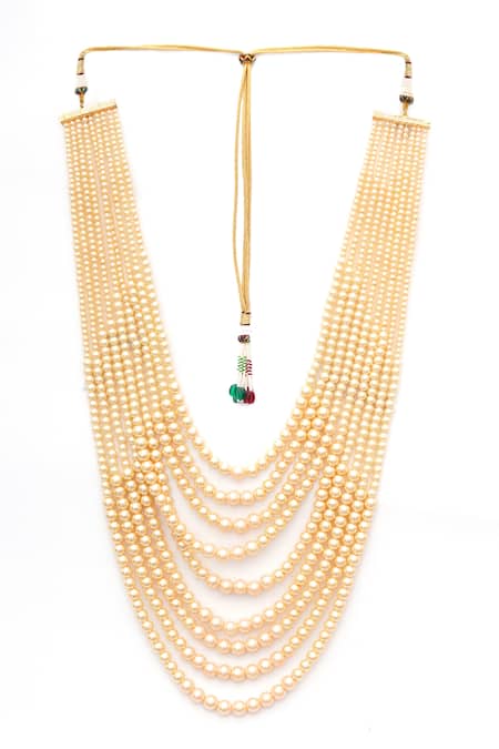 Buy Ruby Raang Cream Handcrafted Beaded Necklace Online at Aza Fashions Buy_Ruby Raang_Cream Handcrafted Beaded Necklace _Online_at_Aza_Fashions