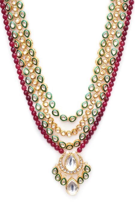 Ruby Raang Multi Color Kundan Embellished Necklace Online at Aza Fashions Ruby Raang_Multi Color Kundan Embellished Necklace _Online_at_Aza_Fashions
