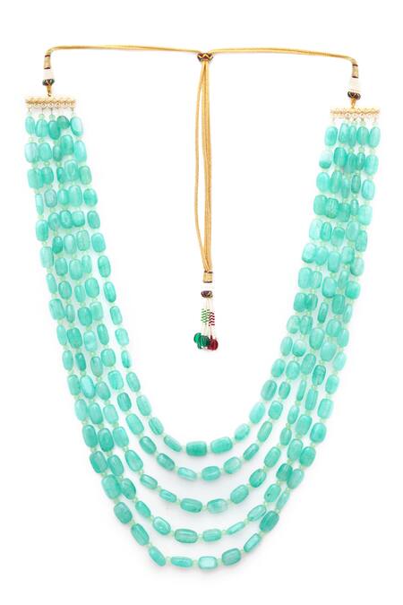 Buy Ruby Raang Green Handcrafted Bead And Pearl Layered Necklace Online at Aza Fashions Buy_Ruby Raang_Green Handcrafted Bead And Pearl Layered Necklace _Online_at_Aza_Fashions
