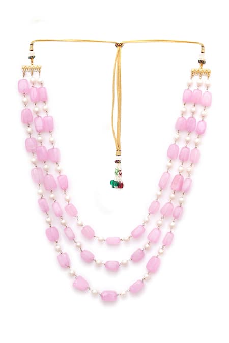 Buy Ruby Raang Pink Bead Layered Necklace Online at Aza Fashions Buy_Ruby Raang_Pink Bead Layered Necklace _Online_at_Aza_Fashions