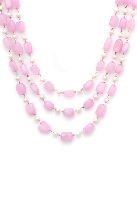 Ruby Raang Pink Bead Layered Necklace Online at Aza Fashions Ruby Raang_Pink Bead Layered Necklace _Online_at_Aza_Fashions