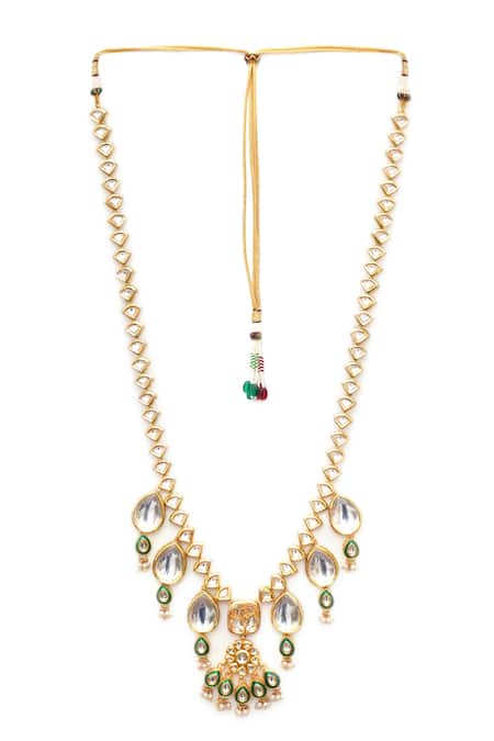 Buy Ruby Raang White Kundan Teardrop Necklace Online at Aza Fashions Buy_Ruby Raang_White Kundan Teardrop Necklace _Online_at_Aza_Fashions