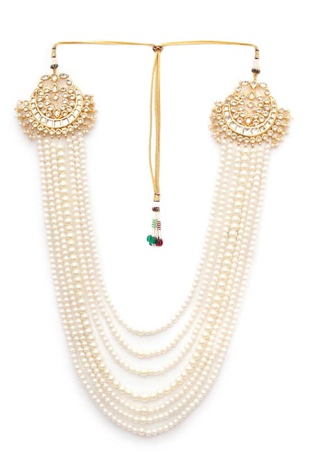 Ruby Raang White Kundan And Pearl Studded Necklace Online at Aza Fashions Ruby Raang_White Kundan And Pearl Studded Necklace _Online_at_Aza_Fashions