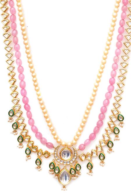 Ruby Raang Multi Color Kundan Drop Necklace Online at Aza Fashions Ruby Raang_Multi Color Kundan Drop Necklace _Online_at_Aza_Fashions