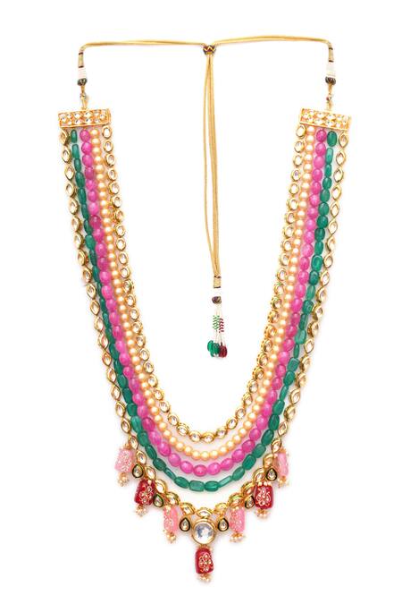 Buy Ruby Raang Multi Color Bead And Kundan Studded Necklace Online at Aza Fashions Buy_Ruby Raang_Multi Color Bead And Kundan Studded Necklace _Online_at_Aza_Fashions