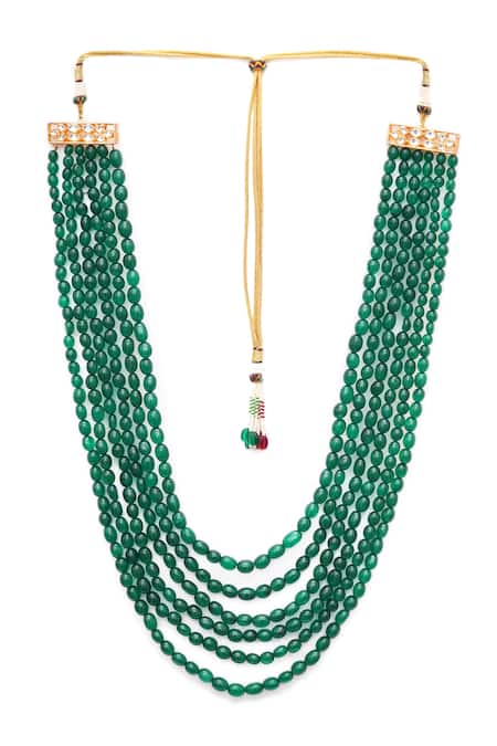 Buy Ruby Raang Green Stone Layered Necklace Online at Aza Fashions Buy_Ruby Raang_Green Stone Layered Necklace _Online_at_Aza_Fashions