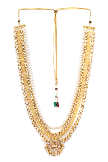 Buy_Ruby Raang_Multi Color Handcrafted Kundan Studded Necklace _Online_at_Aza_Fashions