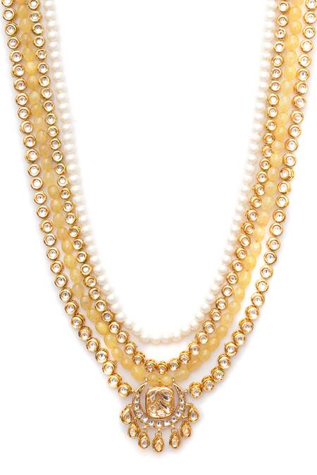 Ruby Raang_Multi Color Handcrafted Kundan Studded Necklace _Online_at_Aza_Fashions