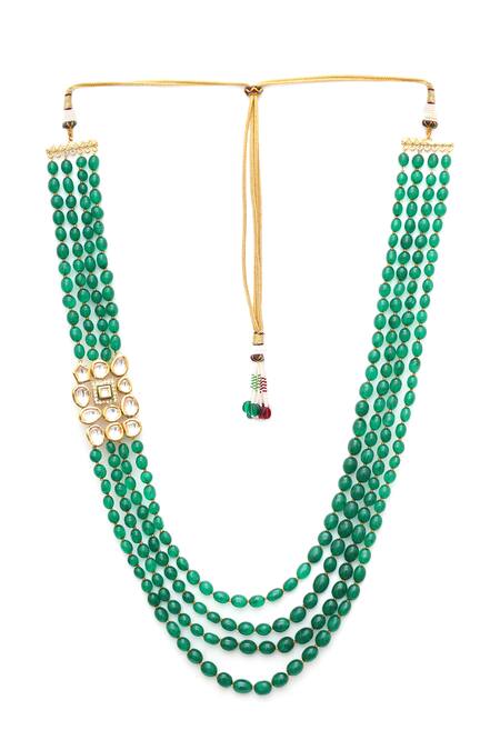 Buy_Ruby Raang_Green Layered Necklace _Online_at_Aza_Fashions