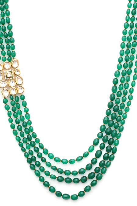Ruby Raang_Green Layered Necklace _Online_at_Aza_Fashions