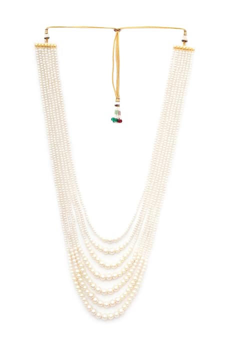 Buy Ruby Raang White Bead Layered Necklace Online at Aza Fashions Buy_Ruby Raang_White Bead Layered Necklace _Online_at_Aza_Fashions