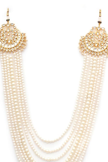 Buy Ruby Raang White Kundan And Pearl Studded Necklace Online at Aza Fashions Buy_Ruby Raang_White Kundan And Pearl Studded Necklace _Online_at_Aza_Fashions