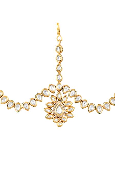 Buy Curio Cottage Gold Plated Kundan Mathapatti Online at Aza Fashions Buy_Curio Cottage_Gold Plated Kundan Mathapatti_Online_at_Aza_Fashions