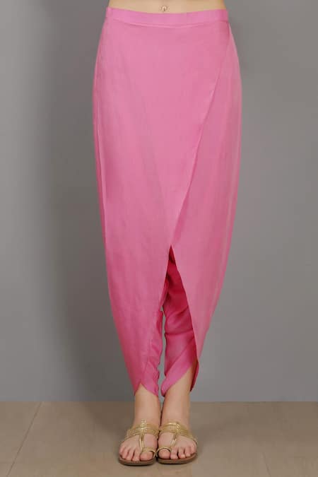 Shop_Asaga_Pink Cotton Pant Mul Cotton Dupatta Organza, Kurta Chanderi Silk V Neck Set _Online_at_Aza_Fashions